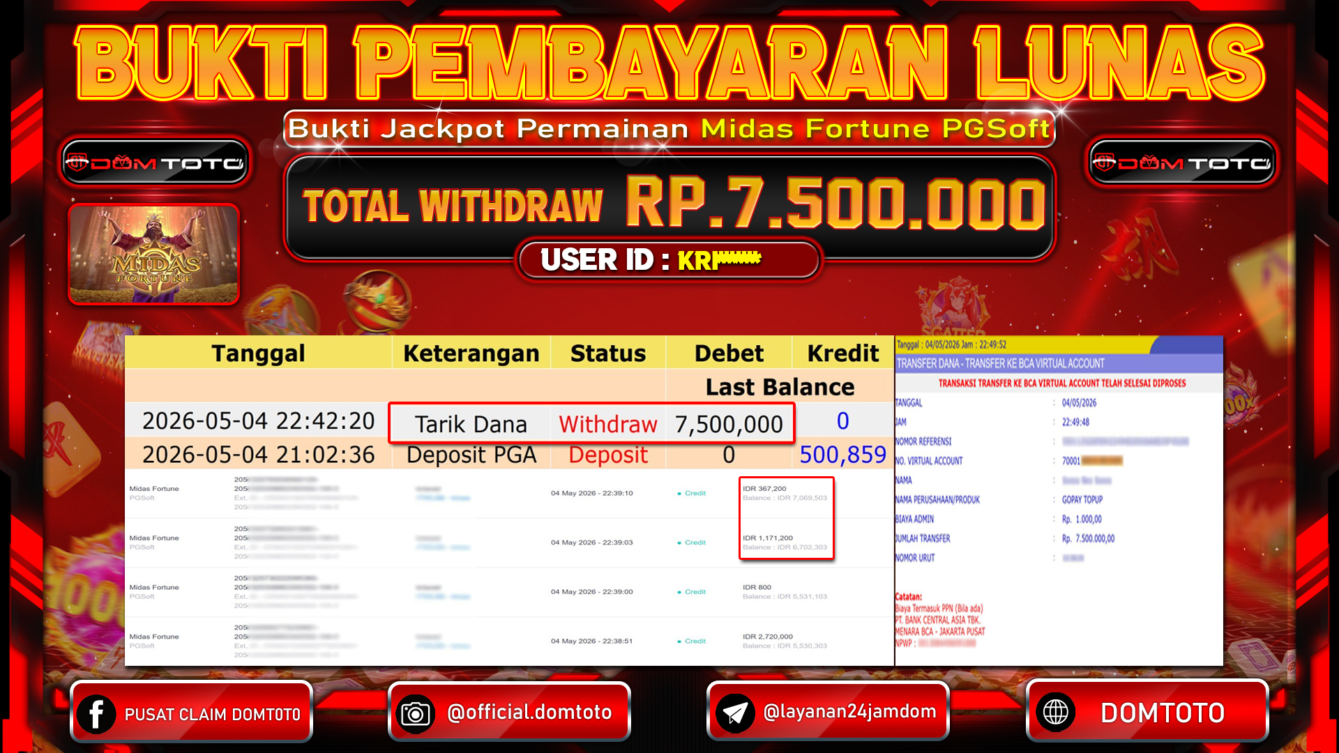 JACKPOT SLOT Midas Fortune PGSoft 04 MAY 2026